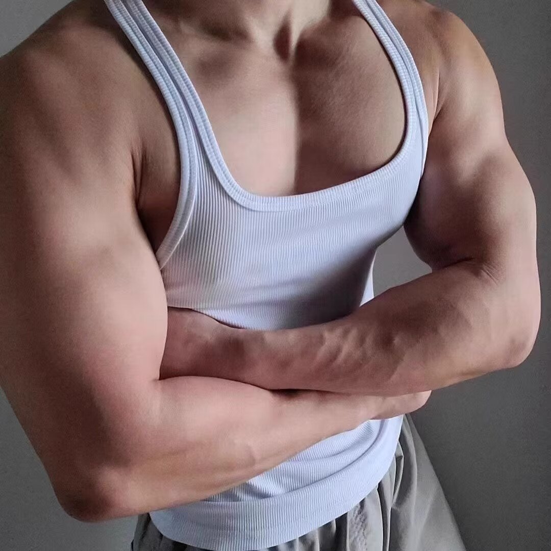 Premium blank fitness vest ribbed vest for men square collar fitness vest for men