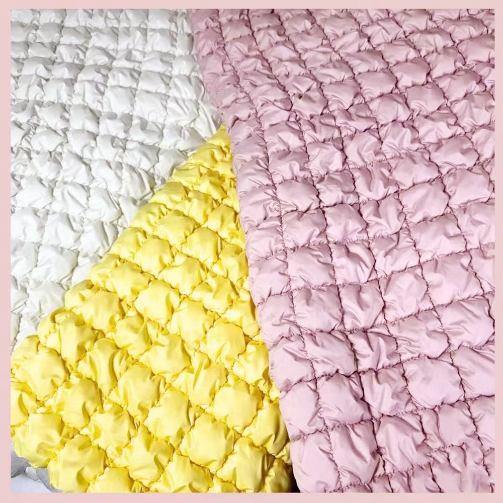 Waterproof High Density Matte Embroidery Pleated Quilt Padded Sponge Polyester Fabric For Luggage Bags Backpacks Handbags