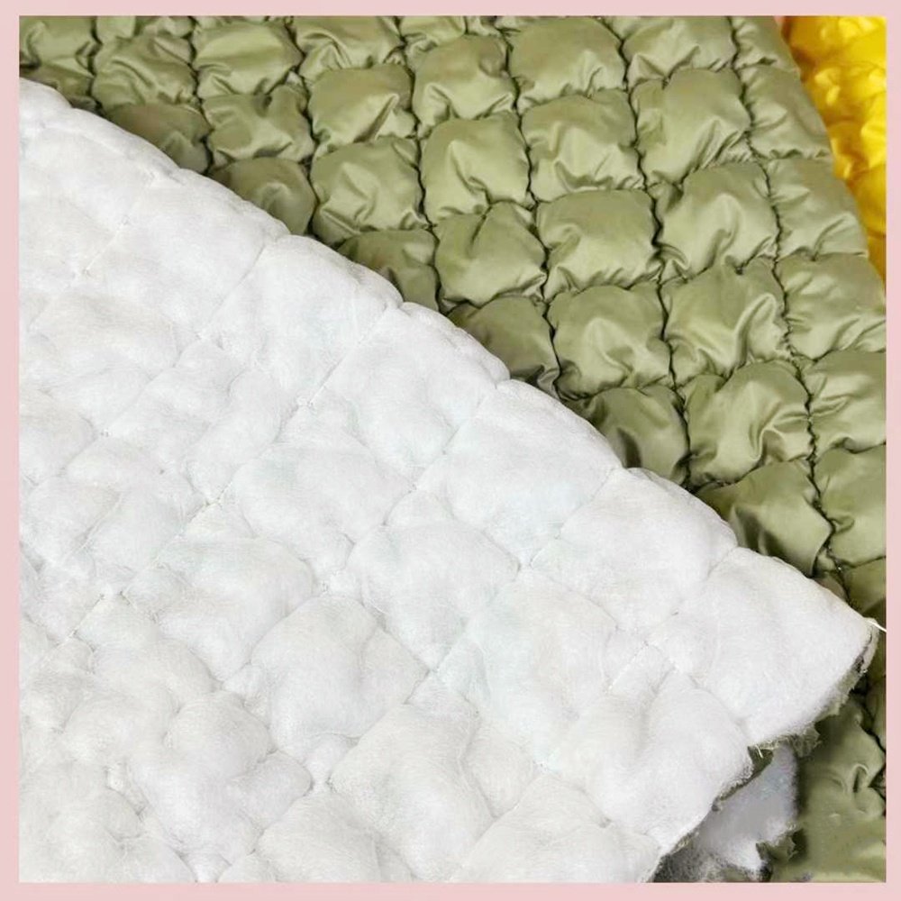 Waterproof High Density Matte Embroidery Pleated Quilt Padded Sponge Polyester Fabric For Luggage Bags Backpacks Handbags