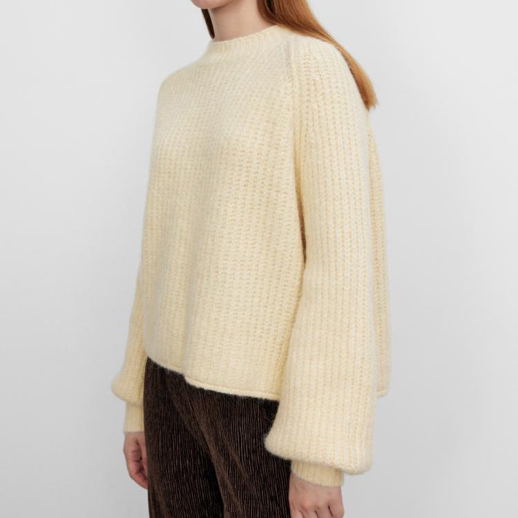 Custom Winter Warm Chunky Knit Solid Pullover Rib Knit Women Sweaters