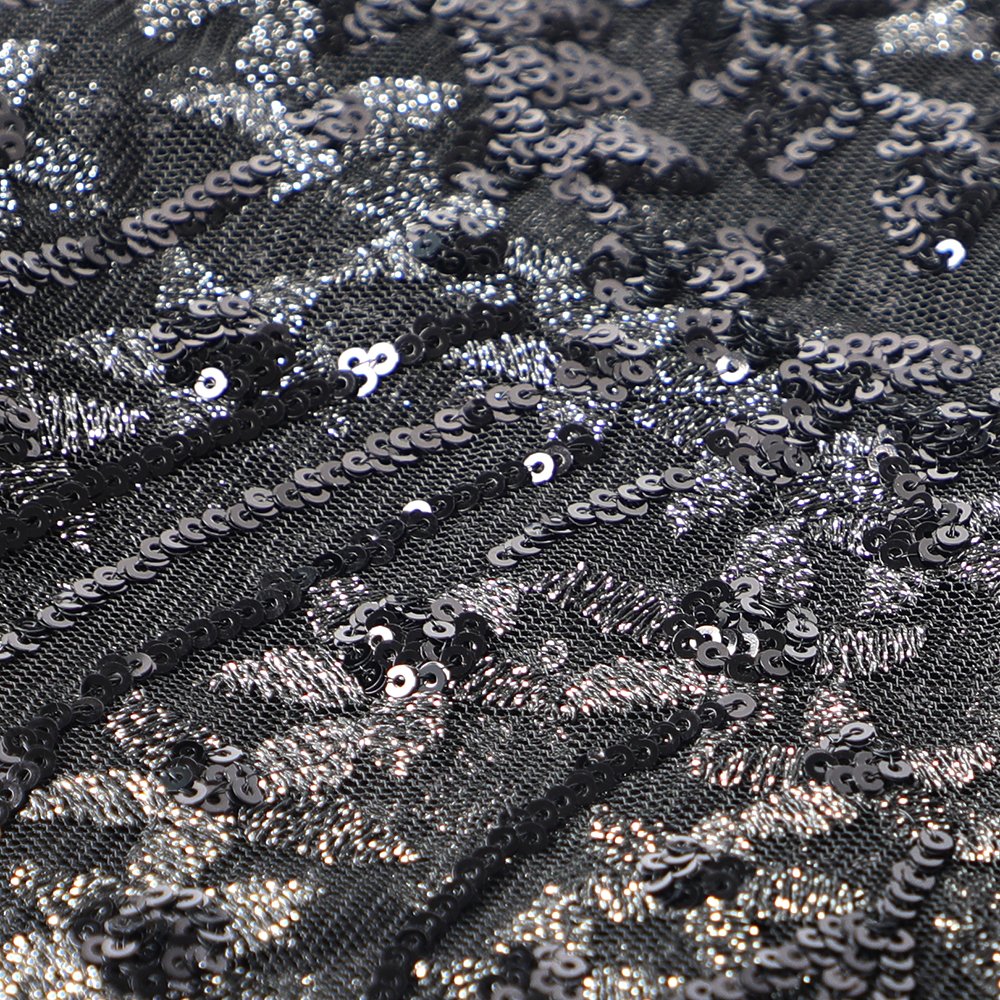 ARCHSTELLA Black Asoebi sequins embroidered shiny evening dress fabric