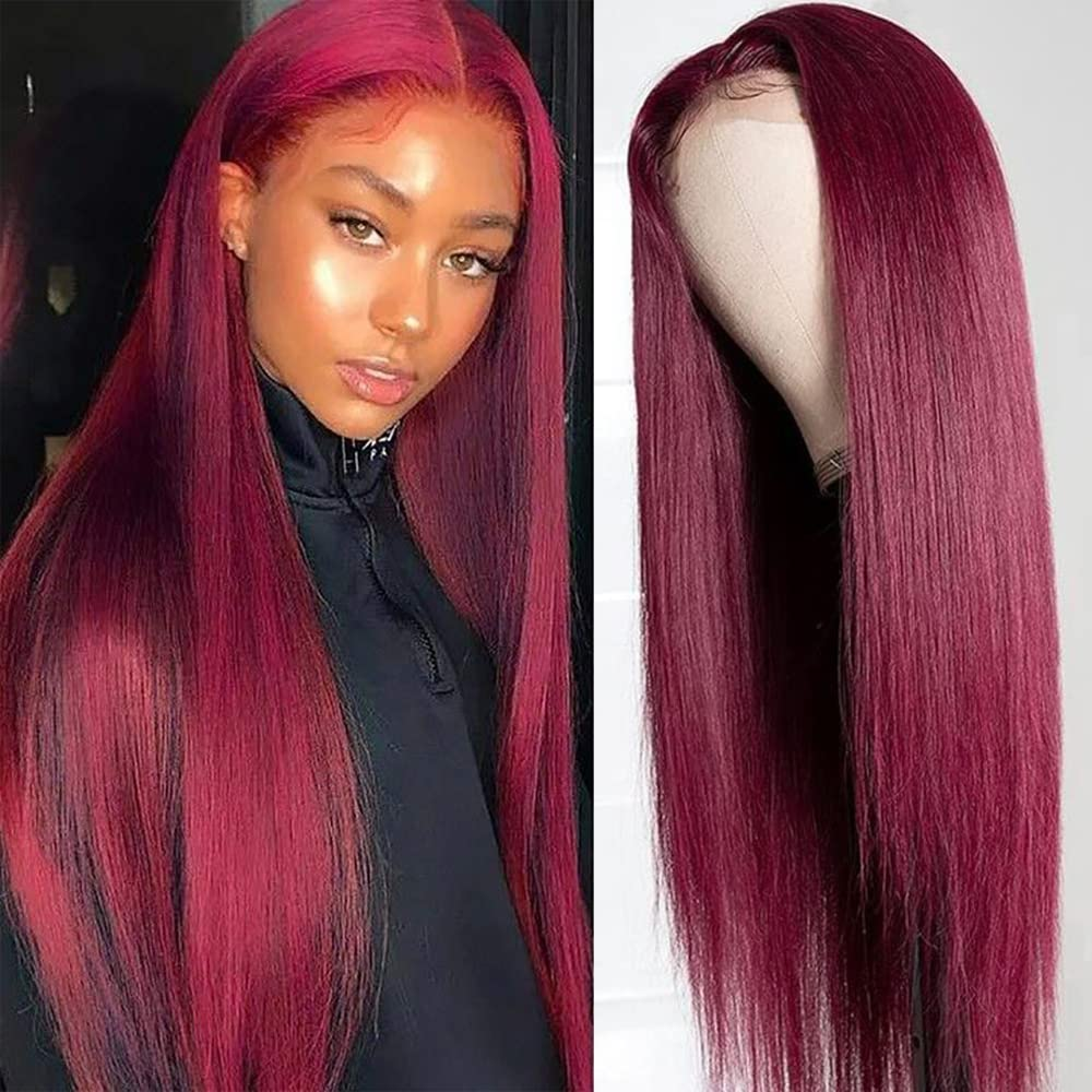 13x6 Transparent Swiss 99j Frontal Wig 100% Raw Human Cuticle Aligned Hair Wig Glueless 13x4 Lace Front Wigs for Black Women