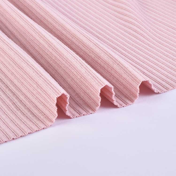 wholesale 30S TR ribbed spandex knit fabric custom rayon stretch ribbed fabric logo for clothing