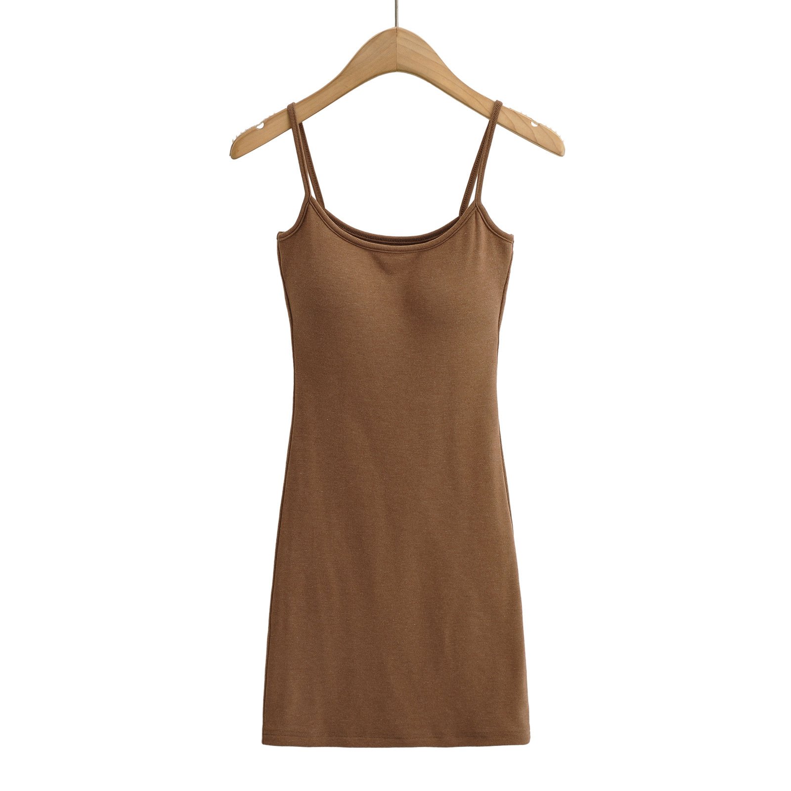 black nude solid basic Eshow dress cotton ribbed cami bodycon pencil mini slip dress sexy with pad 2024 Summer sleep dress dupe