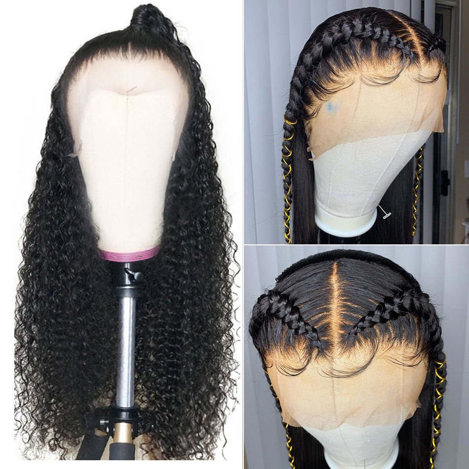 Kinky Curly Wig Human Hair Lace Front Brazilian Virgin 100%Human Hair 360 Full Lace human hair wig HD lace Frontal Wig For Women
