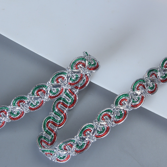 2023 Multicolor Filigree Lace Border Stage Dress Accessories Colorful Sequins S Shape Braided Trimming Edge Sewing Lace Trim