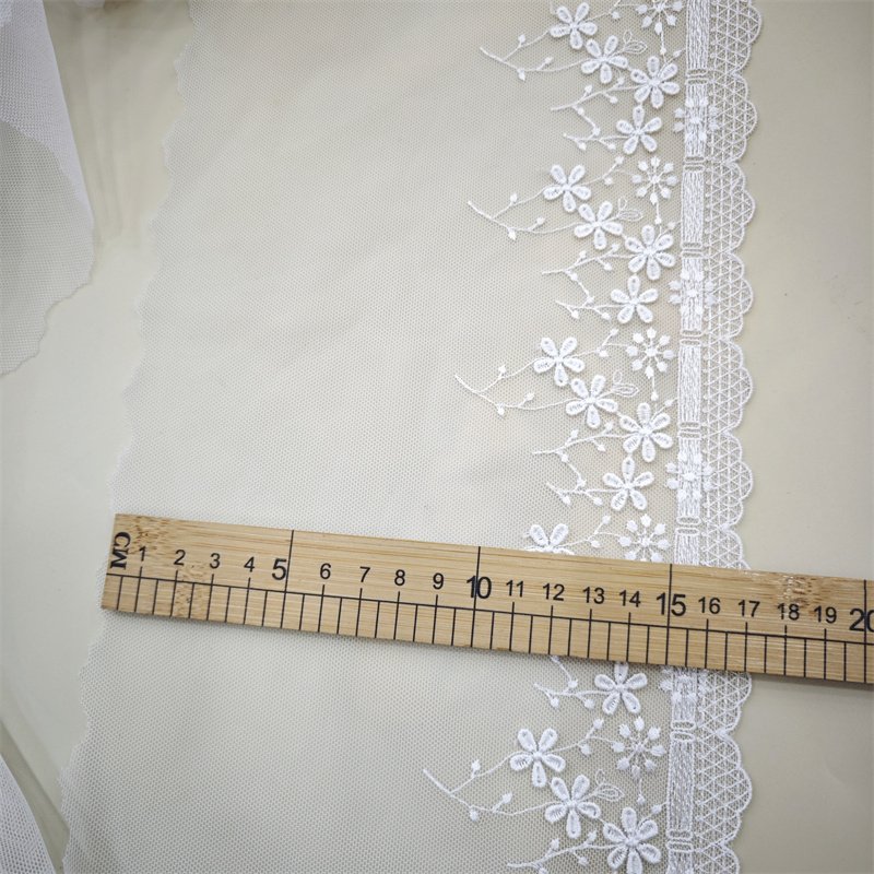 Wholesale Factory chantilly Garment Underwear accessories Shiny Embroidery Tulle Lace Trim Mesh Lace trim