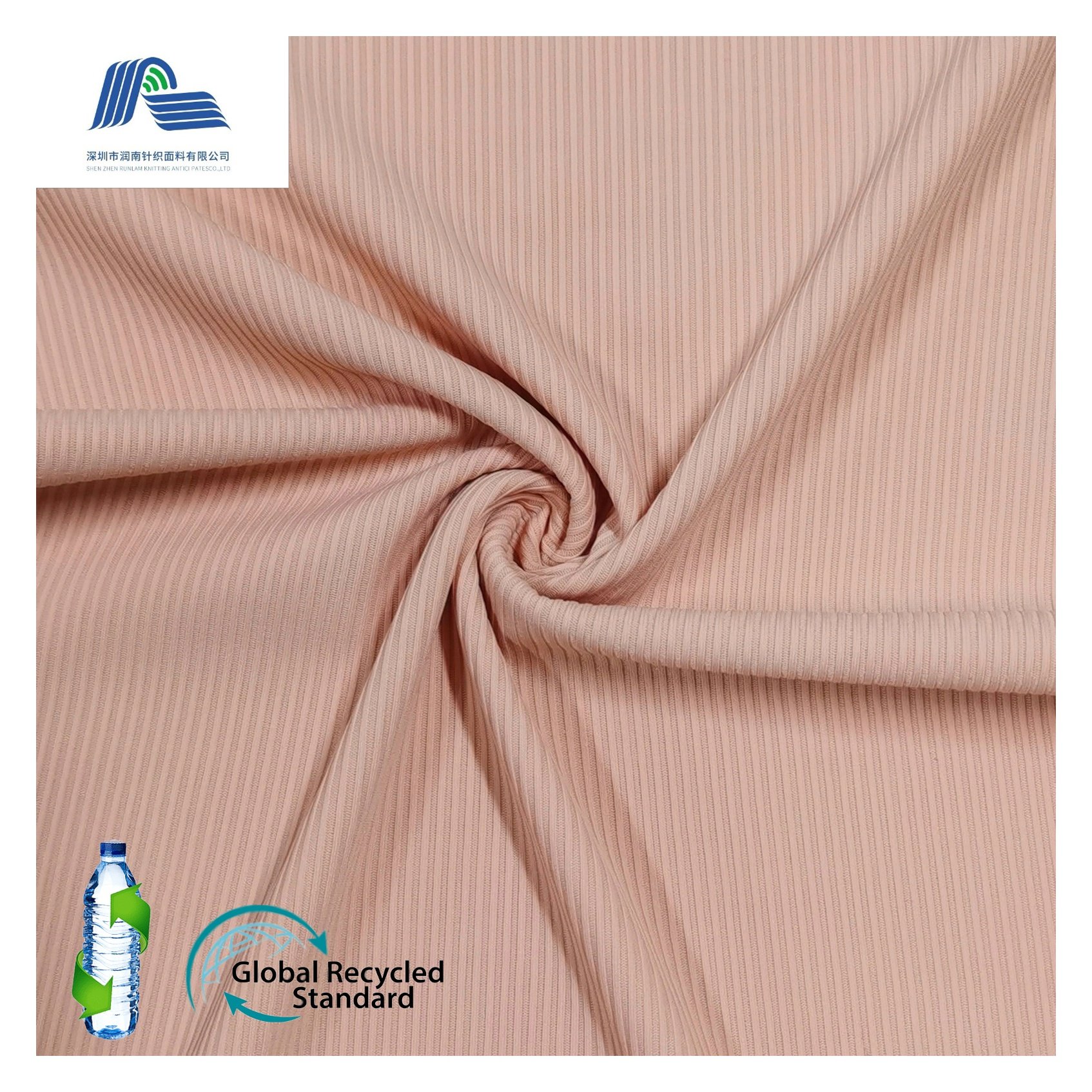 Fashion design weft knitted breathable fabric for sale 170GSM Recycled 87 Nylon 13 Spandex Rib 2*2 Underwear Rib Fabric