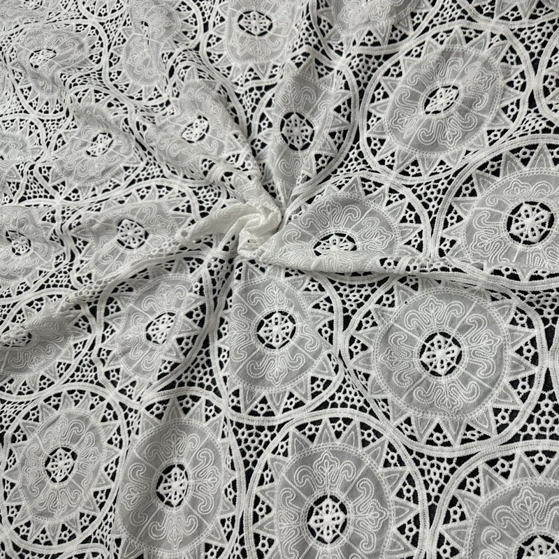 Newly Arrived High Quality Floral Lace Embroidery Fabric Georgette Fabric Silk Cutwork Fabric for Sunflower Wedding Veil