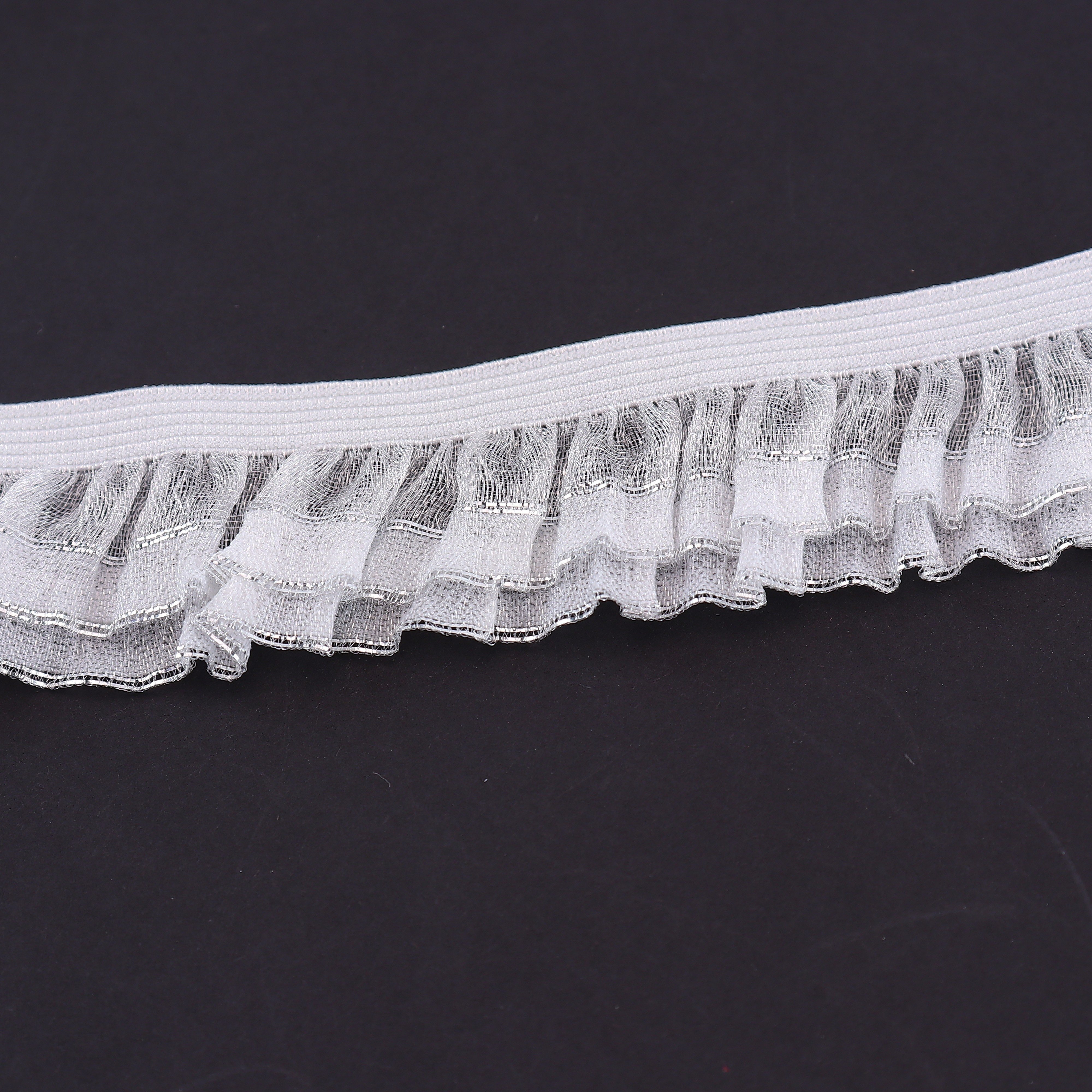 Wholesale of 2.5cm argent wire decorative lace webbing and gold wire elastic band for clothing by manufacturers