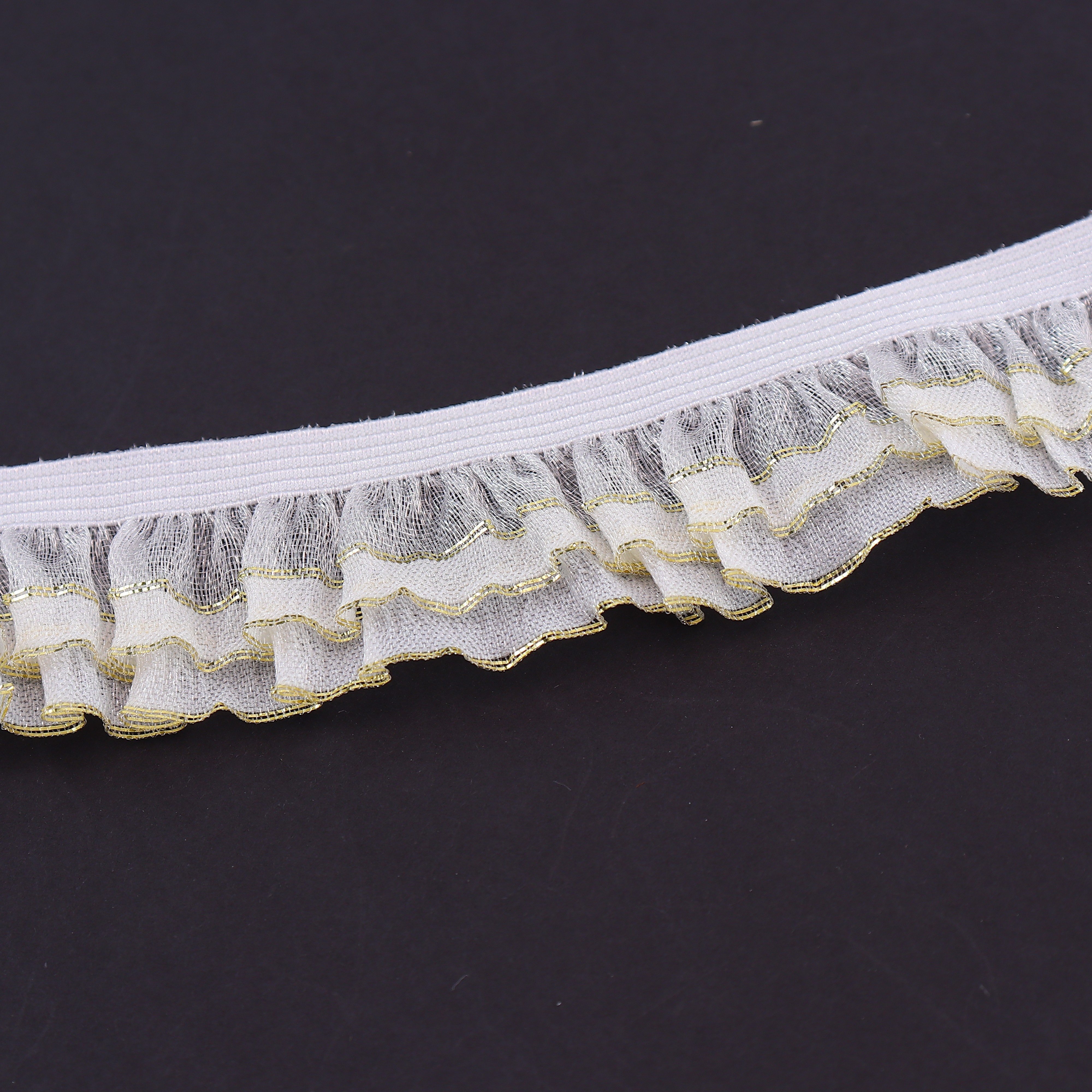 Wholesale of 2.5cm argent wire decorative lace webbing and gold wire elastic band for clothing by manufacturers
