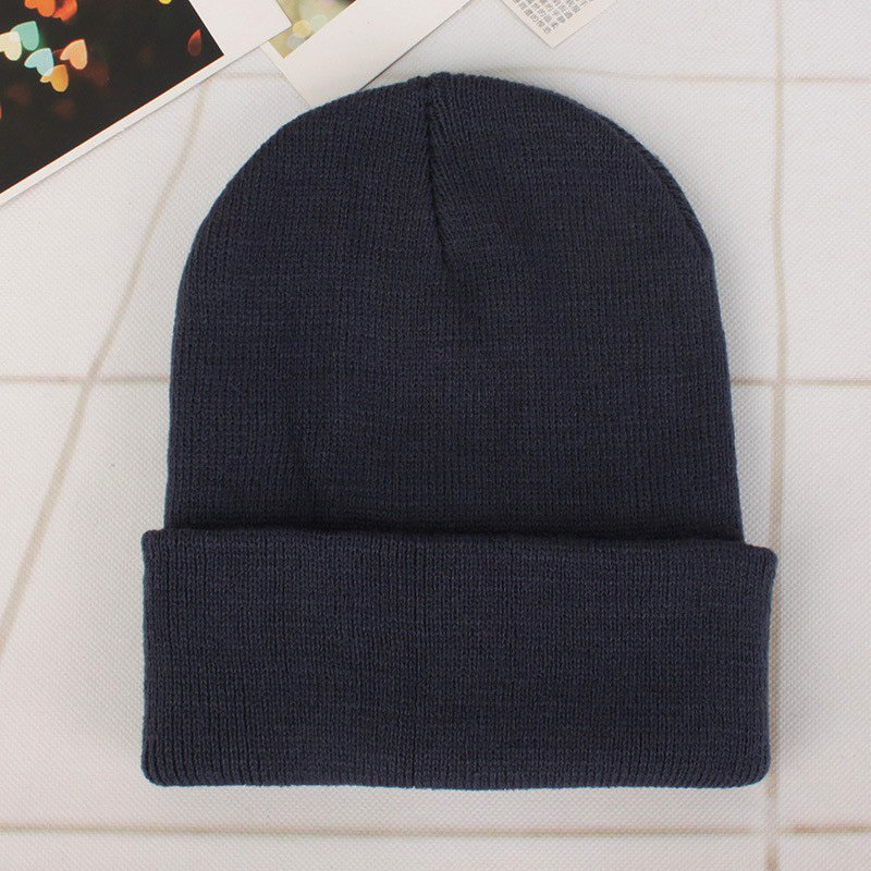 Plain Knit Beanie Skull Knit Hat Cap Winter Solid Beanie Hats for Men Women Ski Cap Roll Up Beanie Custom Logo