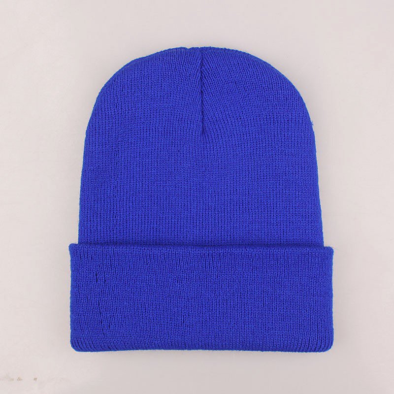 Plain Knit Beanie Skull Knit Hat Cap Winter Solid Beanie Hats for Men Women Ski Cap Roll Up Beanie Custom Logo
