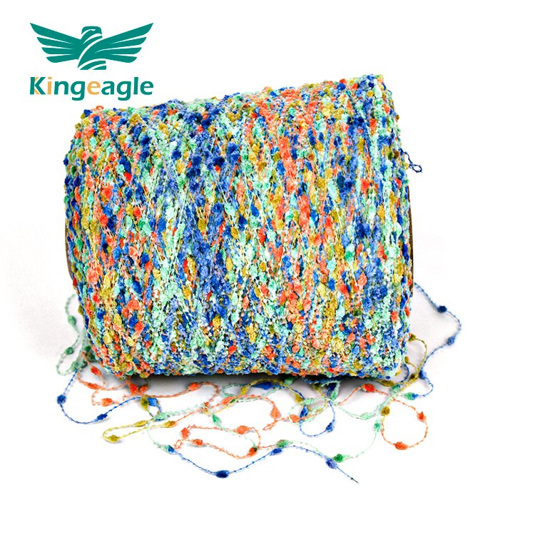 Kingeagle Factory Chunky Fancy Space Dyed Rainbow Polyester Knot /Bean/Nep Yarn For Knitting