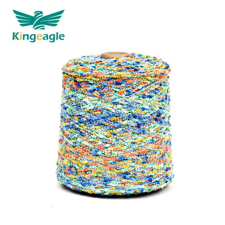Kingeagle Factory Chunky Fancy Space Dyed Rainbow Polyester Knot /Bean/Nep Yarn For Knitting