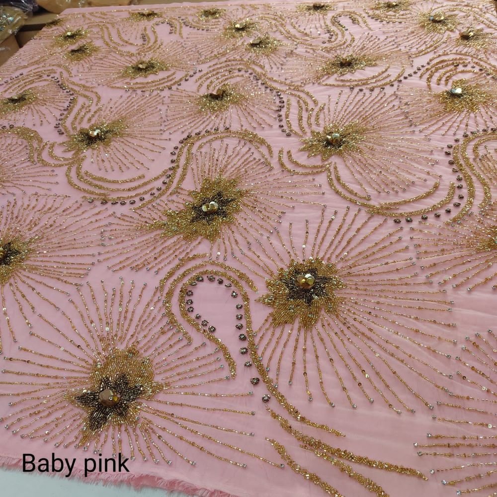 Direct Factory Supply 100% Polyester Custom Embroidery Fabric Heavy Sequin Beads Colourful Lace Wedding Dresses Made Girls