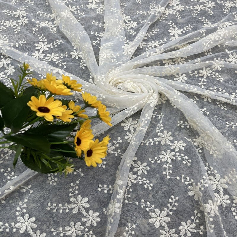 DF1004 New arrival White ColorCotten Material Swiss Lace Fabric for Wedding Dress