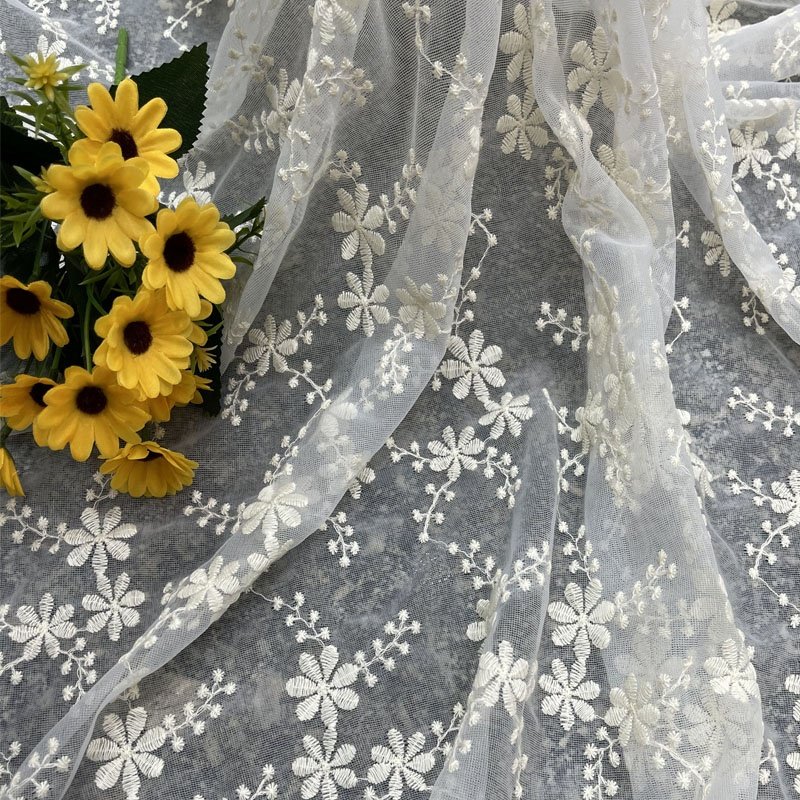 DF1004 New arrival White ColorCotten Material Swiss Lace Fabric for Wedding Dress