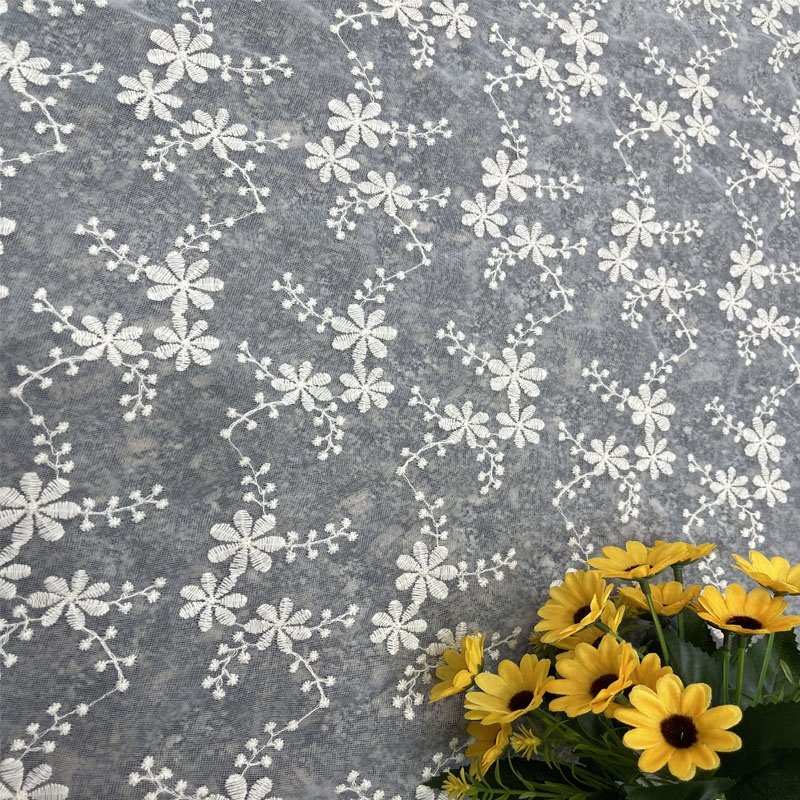 DF1004 New arrival White ColorCotten Material Swiss Lace Fabric for Wedding Dress