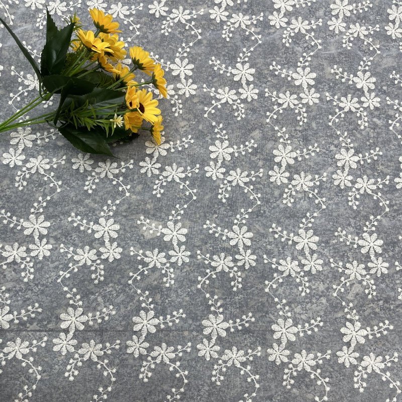 DF1004 New arrival White ColorCotten Material Swiss Lace Fabric for Wedding Dress