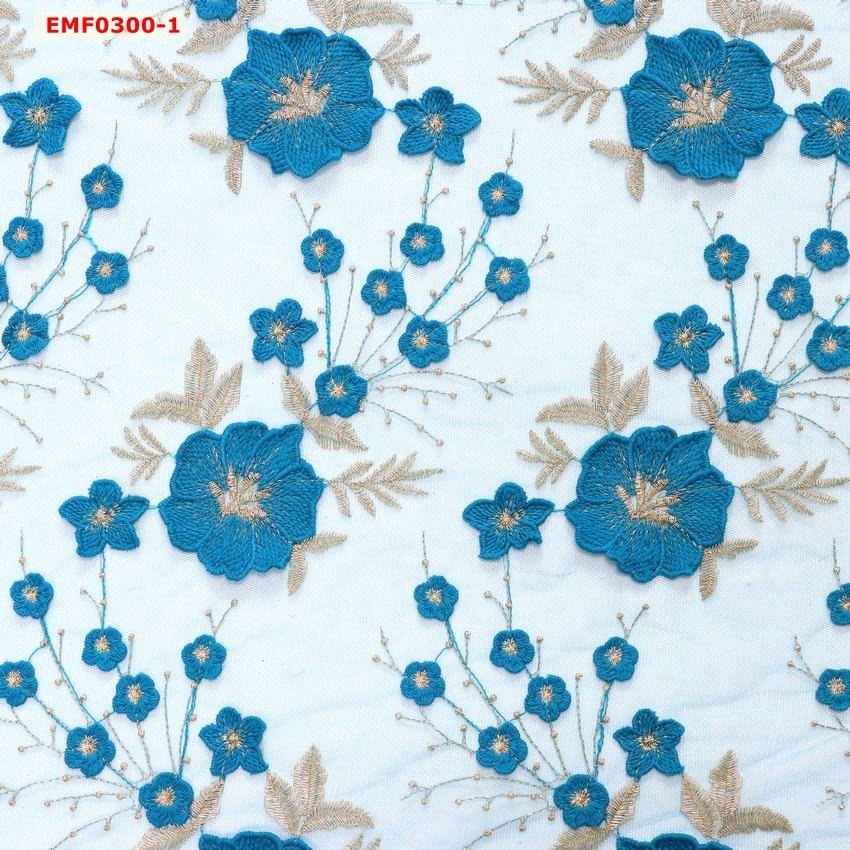 Factory customizable tulle embroidery fabric 3D flower lace fabric lace edge with colorful embroidery custom
