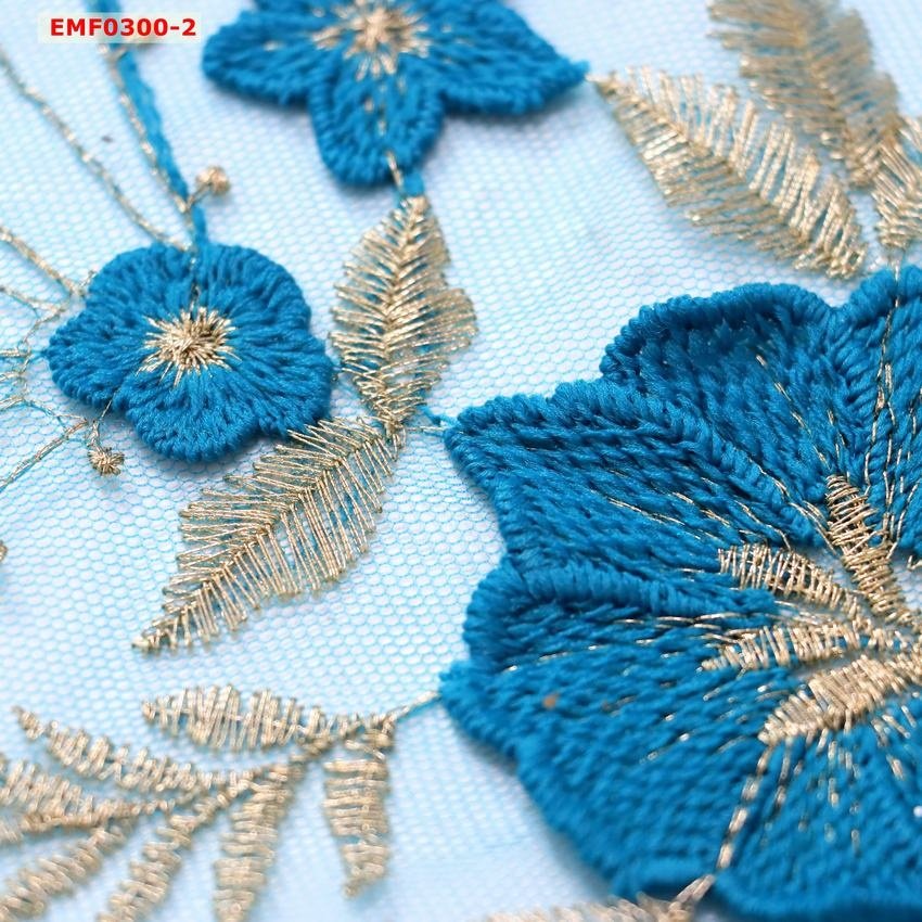 Factory customizable tulle embroidery fabric 3D flower lace fabric lace edge with colorful embroidery custom