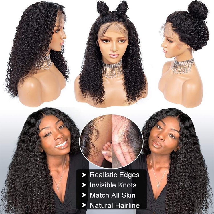 Unprocessed Natural Curly Lace Front Wig 100% Human Hair Wigs Human Hair Lace Frontal Transparent Hd Lace Frontal Wigs