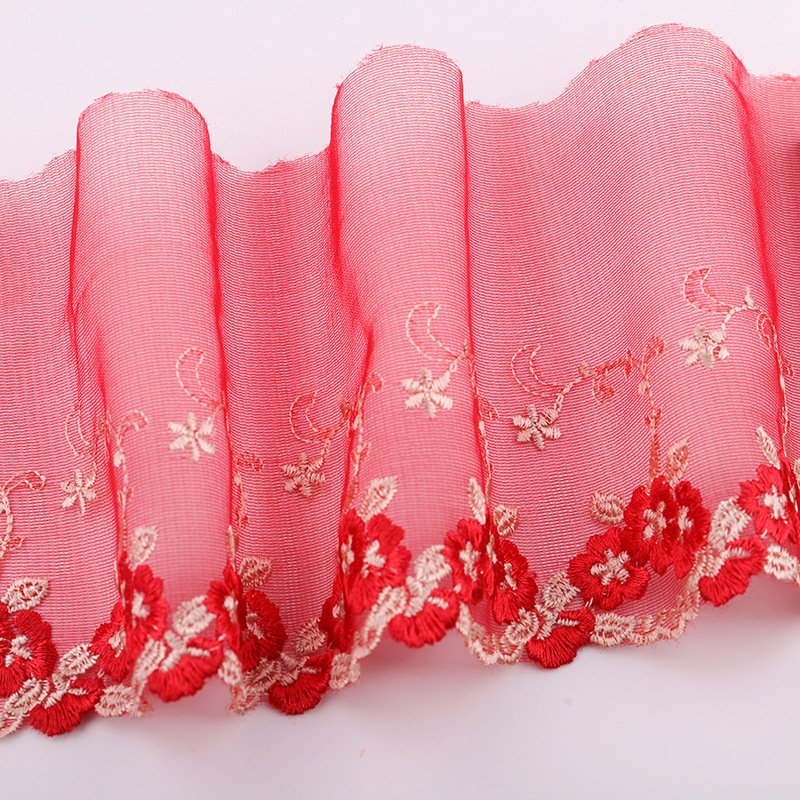 Flower Embroidery Lace Trimming Soft Mesh Tulle Lace Trim Net Embroidery Lace Trim