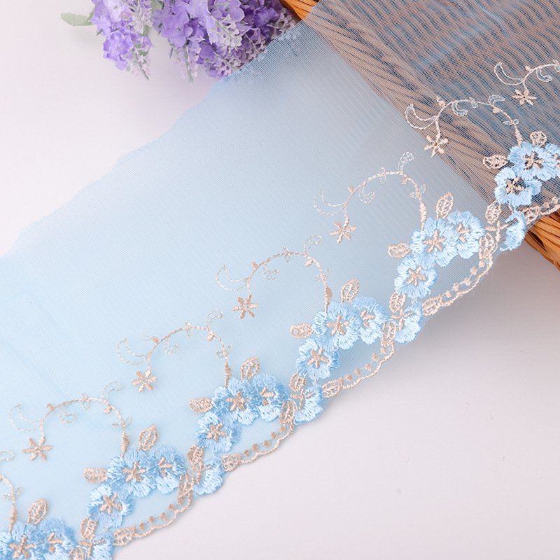 Flower Embroidery Lace Trimming Soft Mesh Tulle Lace Trim Net Embroidery Lace Trim