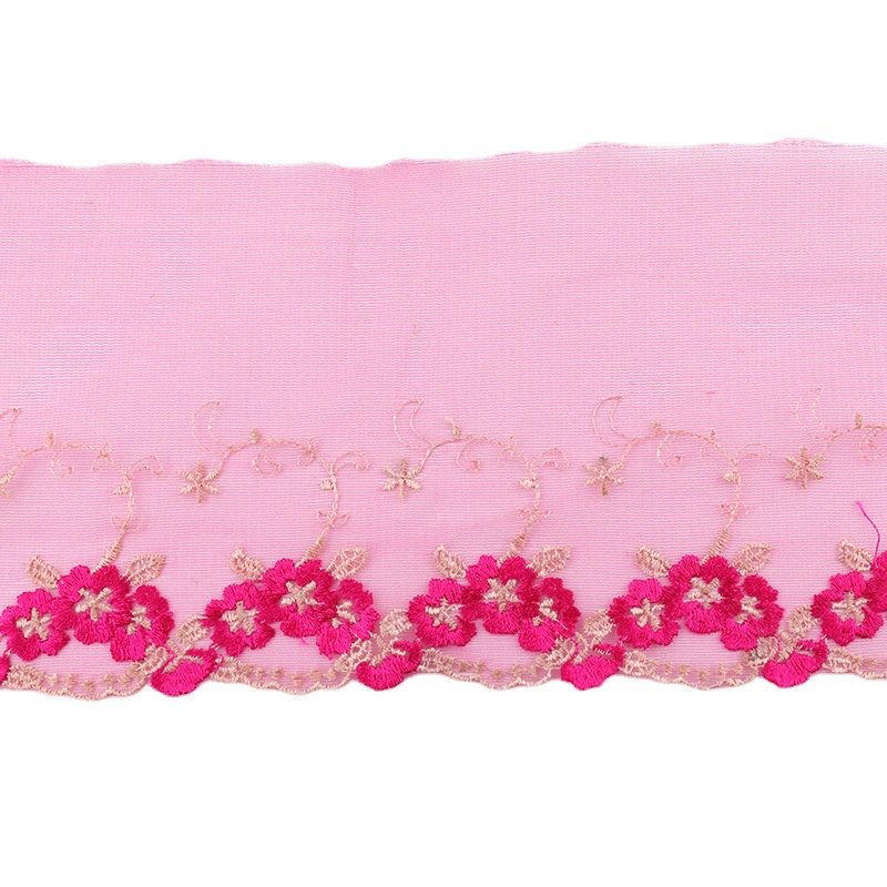 Flower Embroidery Lace Trimming Soft Mesh Tulle Lace Trim Net Embroidery Lace Trim
