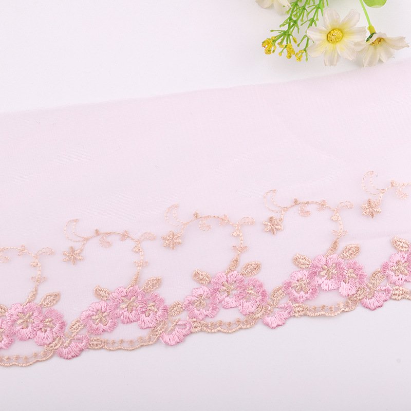 Flower Embroidery Lace Trimming Soft Mesh Tulle Lace Trim Net Embroidery Lace Trim