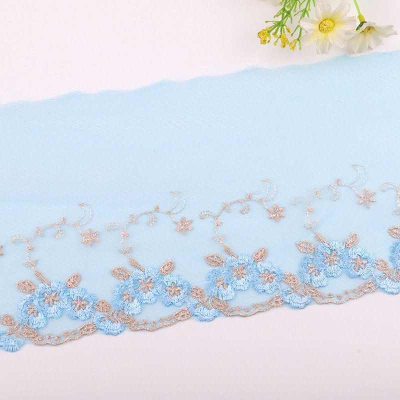 Flower Embroidery Lace Trimming Soft Mesh Tulle Lace Trim Net Embroidery Lace Trim