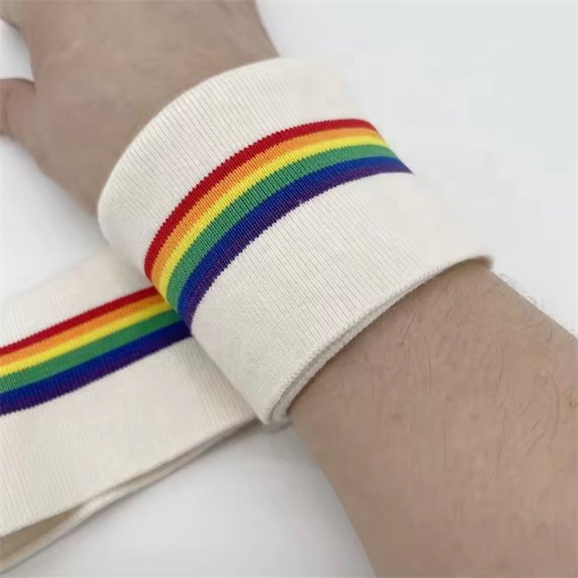 Original Factory Source Design rainbow stripe ribbing cuff and bottom