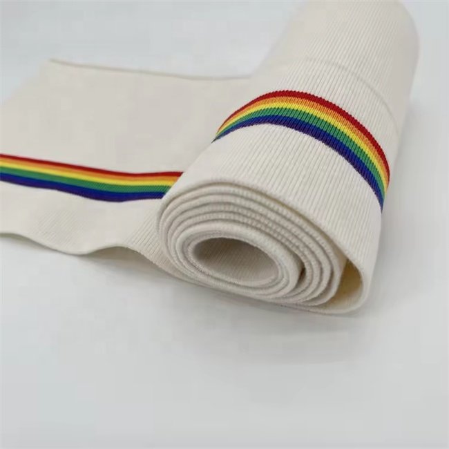 Original Factory Source Design rainbow stripe ribbing cuff and bottom
