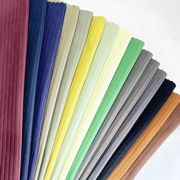 stretch nylon whittled Lulu same fabric china factory high quality elastic stripe jacquard rib knit fabric