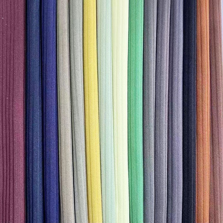 stretch nylon whittled Lulu same fabric china factory high quality elastic stripe jacquard rib knit fabric