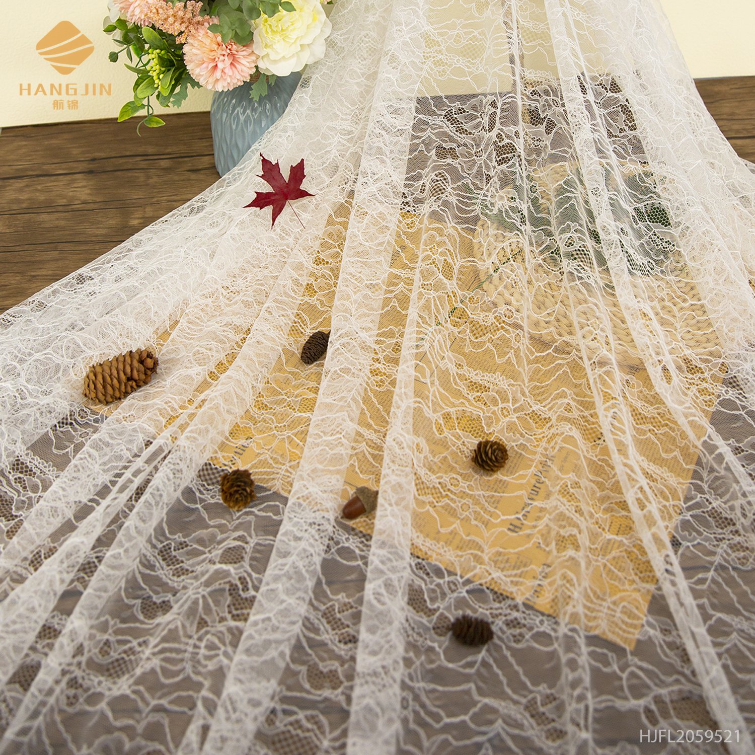 3D Embroidery Bridal French lace fabric floral Lace Fabric For Wedding Dress Bridal Veils