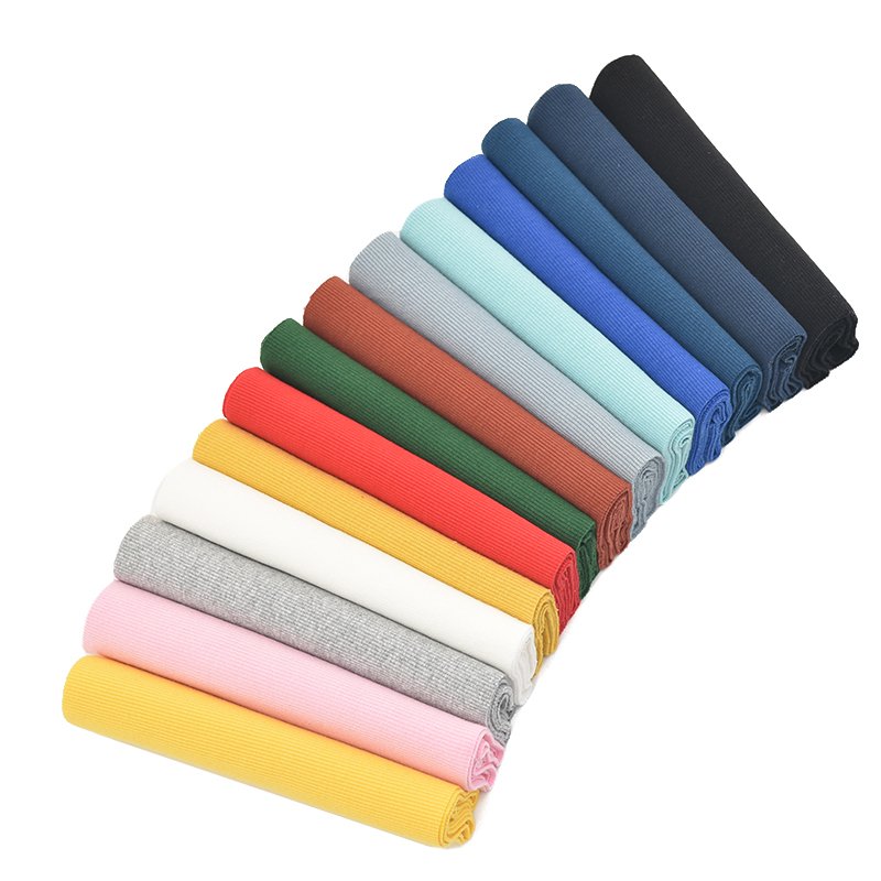 Best price ribbed cuff fabric solid color ribbed fabric cotton spandex rib knit fabric for garment