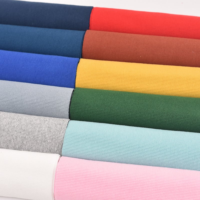 Best price ribbed cuff fabric solid color ribbed fabric cotton spandex rib knit fabric for garment