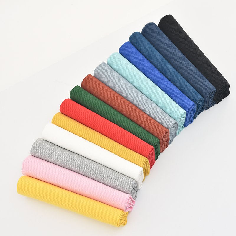 Best price ribbed cuff fabric solid color ribbed fabric cotton spandex rib knit fabric for garment