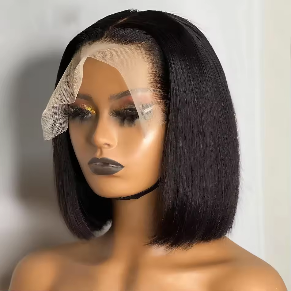Cheap 2X6 Lace Frontal Blunt Cut Perruque Bob Naturel 100% Humain Weaves And Wigs Bob Raw Brazilian Bob Hair Wig For Woman