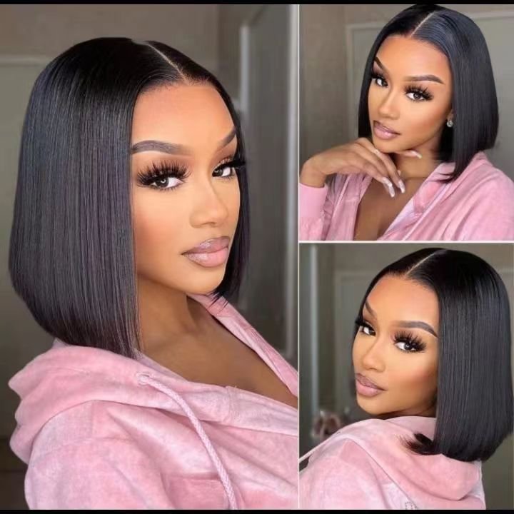 Cheap 2X6 Lace Frontal Blunt Cut Perruque Bob Naturel 100% Humain Weaves And Wigs Bob Raw Brazilian Bob Hair Wig For Woman