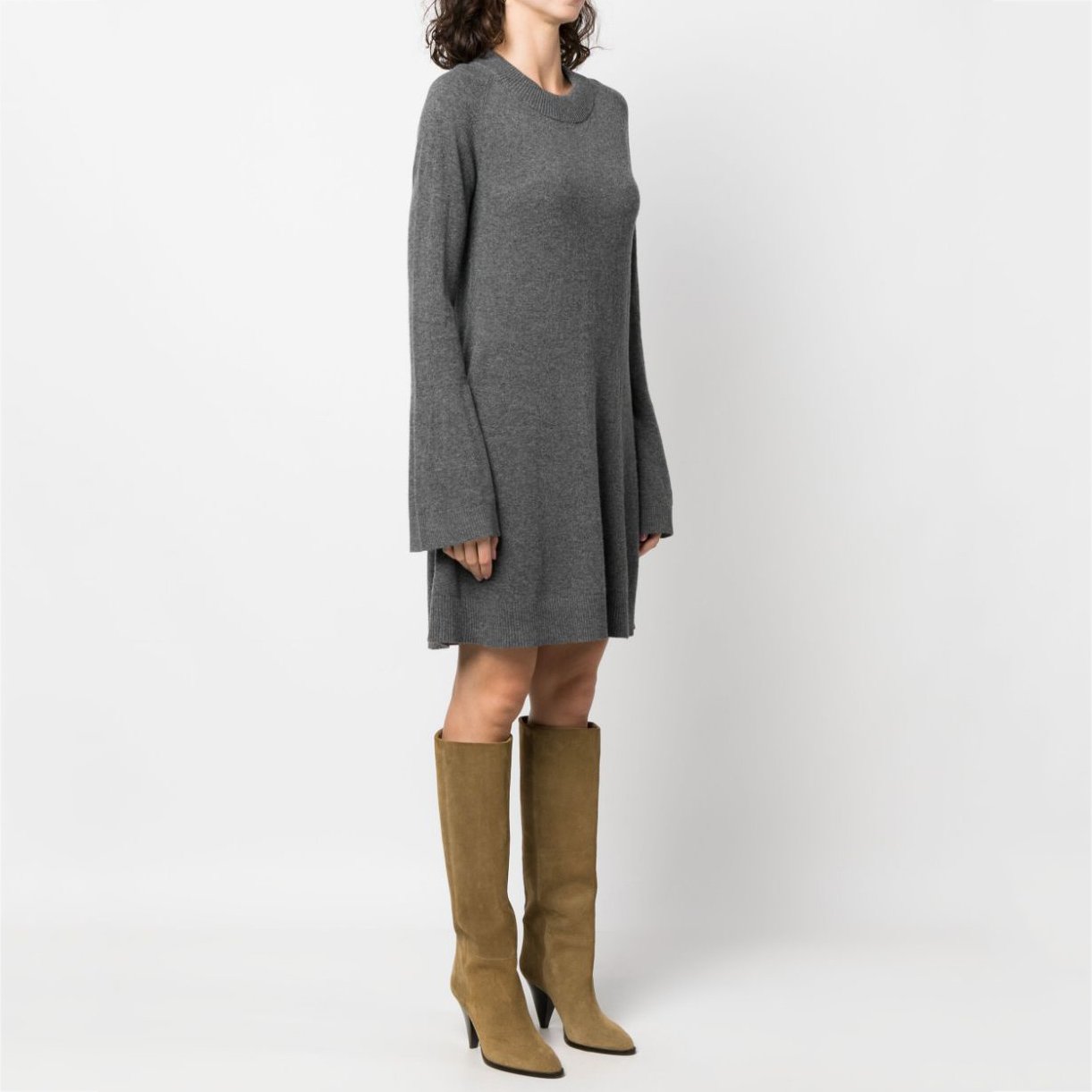 knitwear manufacturers custom dark grey Wool Knit Dress midi Knit Dress fall sweater dress women clothing