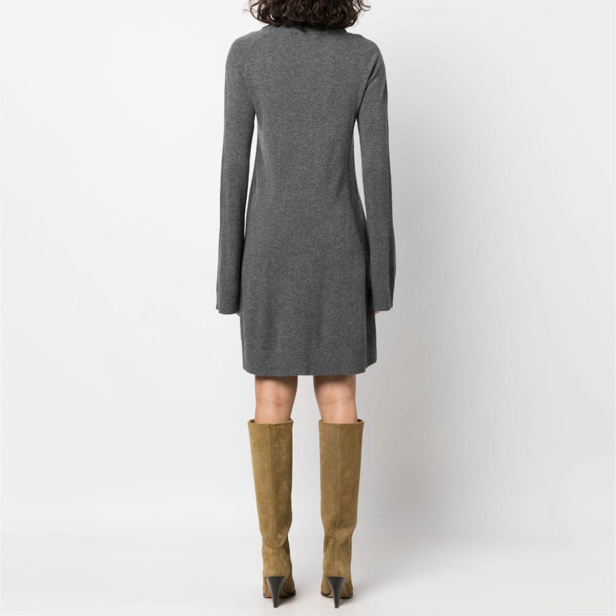 knitwear manufacturers custom dark grey Wool Knit Dress midi Knit Dress fall sweater dress women clothing