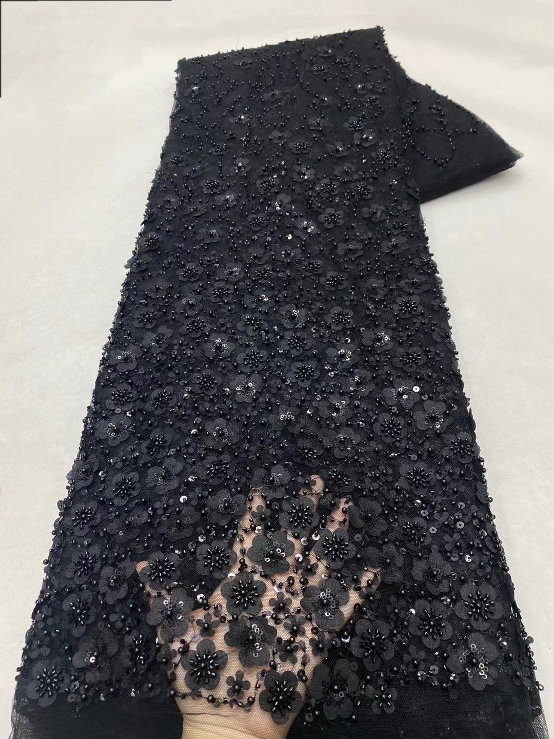 NI.AI 2024 SkyBlue Wedding Lace Fabric Fancy Sequins African Dress Beautiful Sequence Net Lace For Weeding