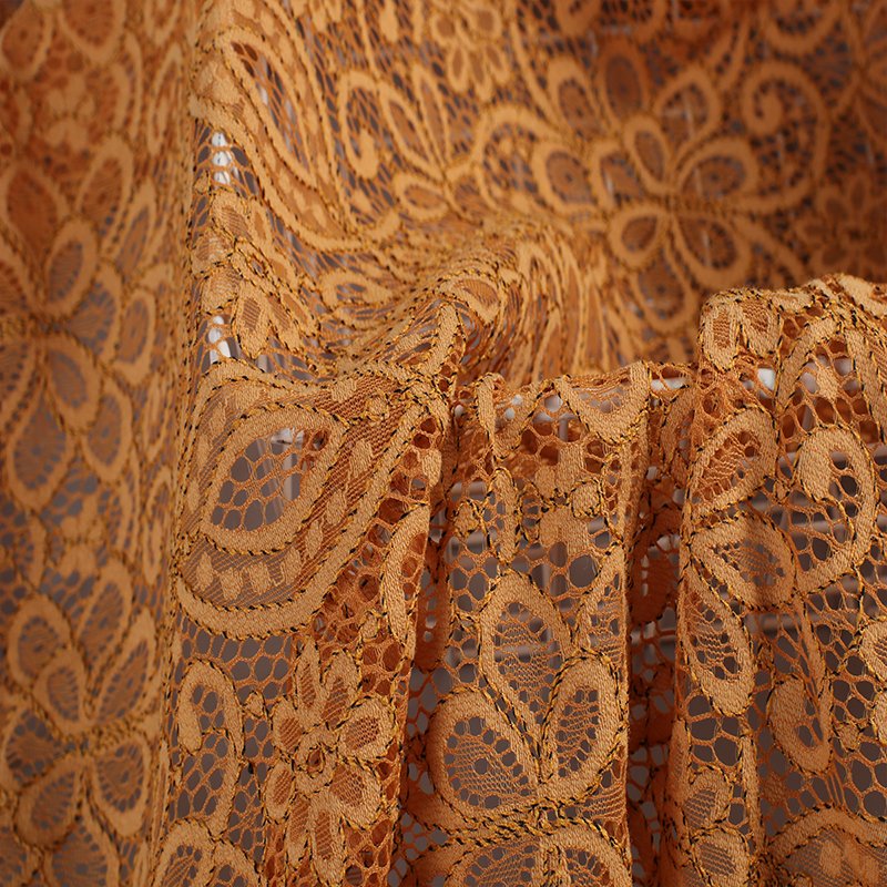 New Style Lower Price Nylon Cotton Brown Mesh Embroidery Lace With Flowers Fabric For Dress