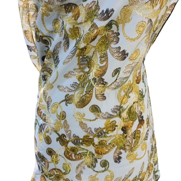 Golden Pattern Spun Silk Tulle Clothes Dress Printing Embroidery Fabric