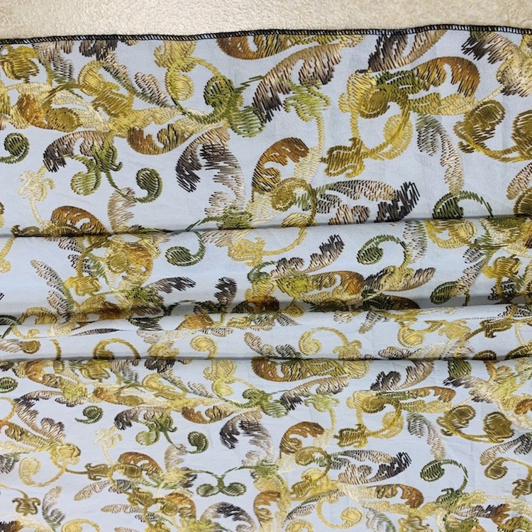 Golden Pattern Spun Silk Tulle Clothes Dress Printing Embroidery Fabric
