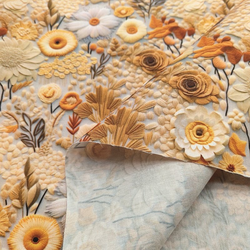 3D imitation embroidery digital print TC fabric polyester cotton flower designer sewing quilting DIY material textile