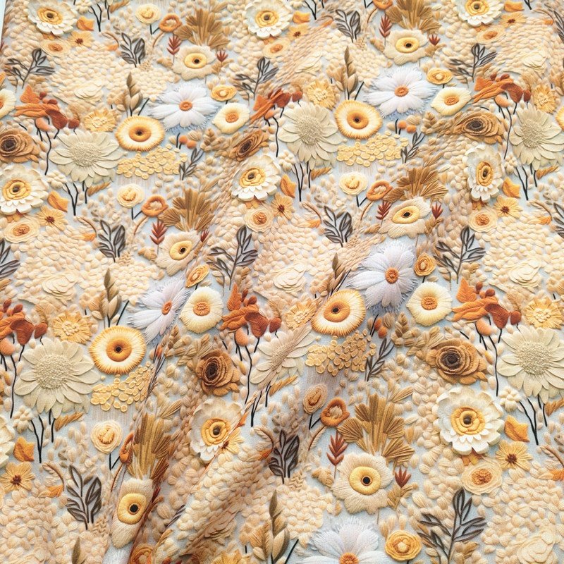 3D imitation embroidery digital print TC fabric polyester cotton flower designer sewing quilting DIY material textile
